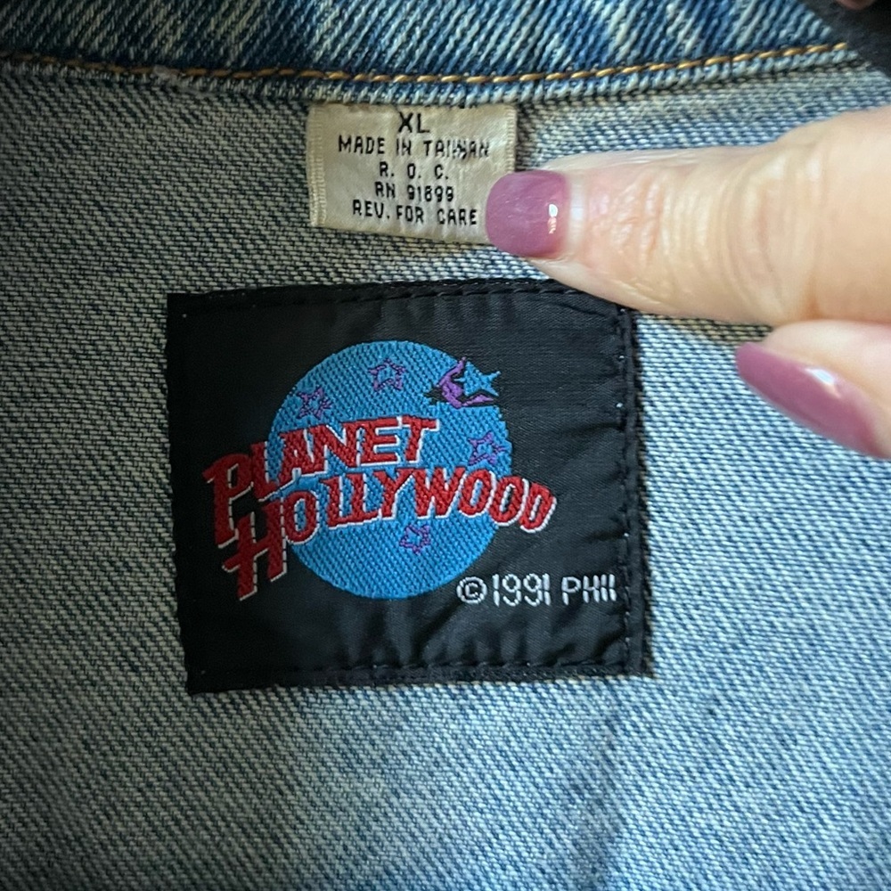 1990s Vintage Planet Hollywood Atlanta Jean Jacket Size XL - Picture 10 of 11